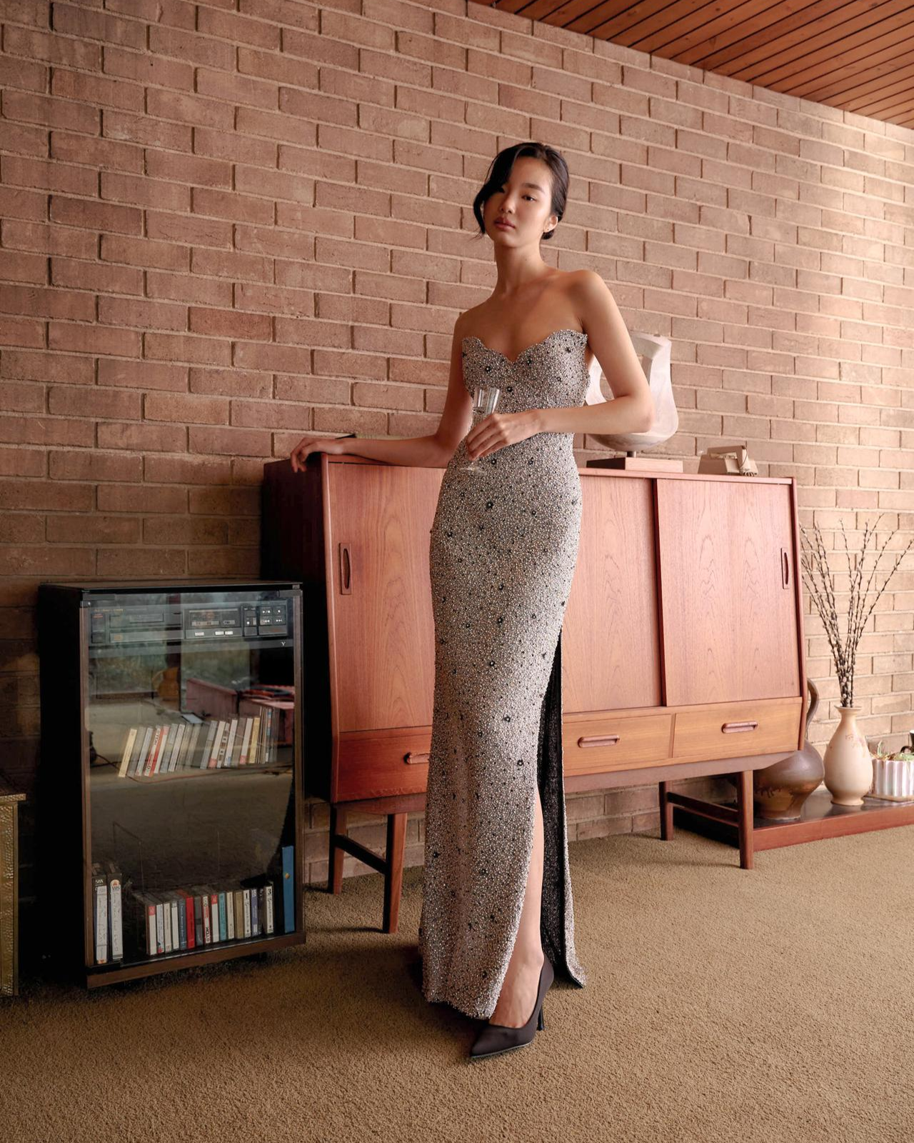 Luster Gown with Glass Beading