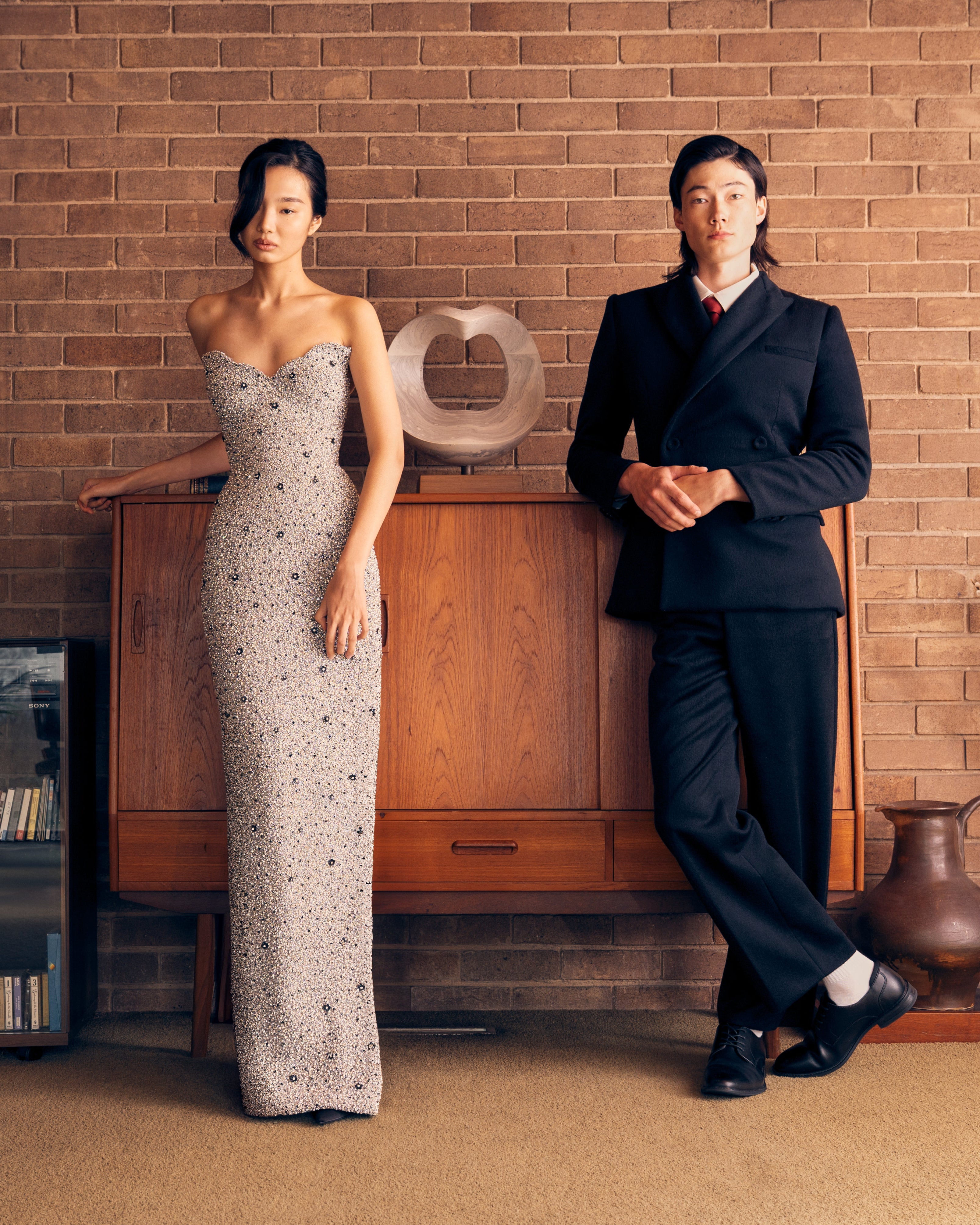 Luster Gown with Glass Beading
