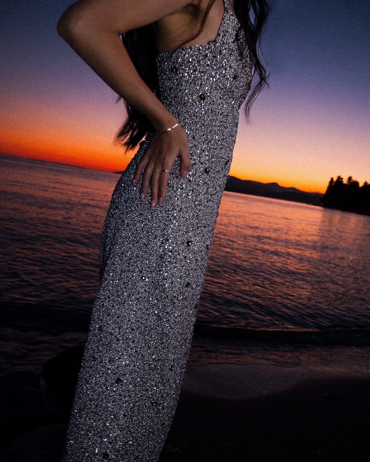 Luster Gown with Glass Beading