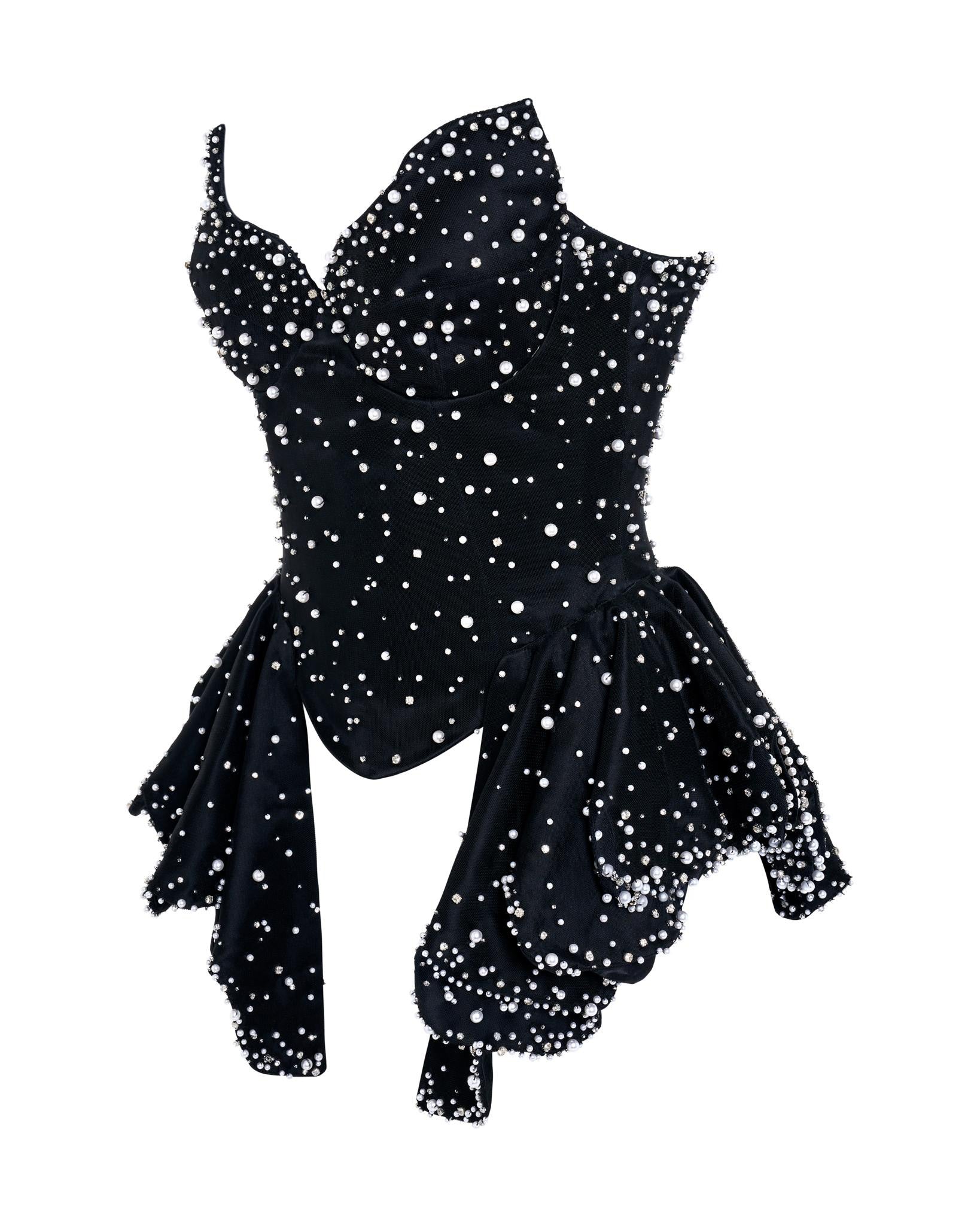 Starry Night Peplum Corset in Silk